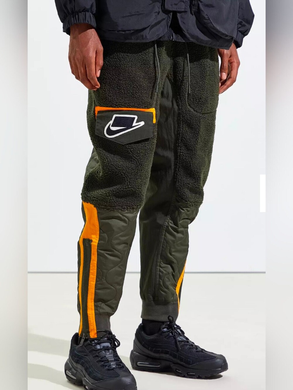 Nike Sports urban outfitters Wear Fleece Quilted Sherpa Green Mens Jogger Pant